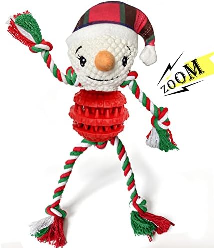 Dog Christmas Toys for Small Medium Large Dogs, Squeaky Plush Dog Toys + Interactive Dog Toys + Dog Rope Toys Multi Function Cute Snowman Puppy Toys for Christmas by Chngeary