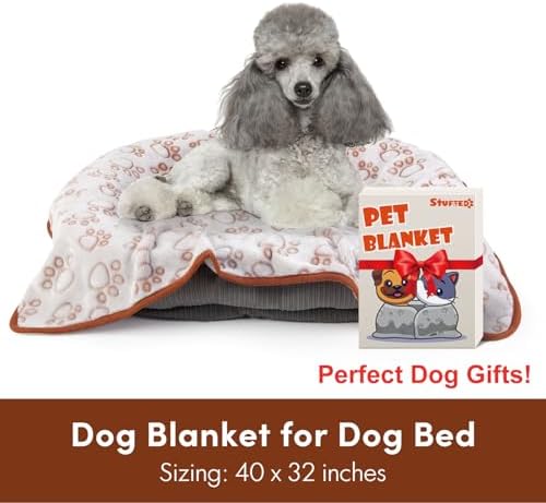 Stuffed Brown Soft Dog Blanket for French Bulldog Gifts, 32x40 inches, Premium Brown Flannel Fleece Blanket, Newborn Puppy Kitten Boy Essentials - Image 6