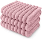 LINENLUX 1 Pack 3 Fleece Dog Blanket Soft Warm Washable for Cat Pink Medium by LINENLUX