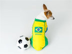 Parisian Pet Team Brazil Dog Jersey - Breathable Mesh Puppy Football Jersey - Lightweight Stretch Sporty Dog Clothes - Summer Shirts for Large Dogs - Soccer Jersey for Dogs - Sportswear Pet Clothes