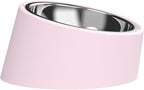 15° Tilted Dog Bowl for Flat-Faced Breeds, Ergonomic Elevated Feeder with Non-Slip Base, Anti-Choke Stainless Steel Food & Water Bowls for Small Dogs French Bulldog Pug (S, Pink)