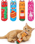 PET SHOW 4 Pack Christmas Cat Kicker Toys with Catnip Crinkle Sound Toys for Indoor Cats Random Assorsted Santa Gift Plush Kittens Shape Natural Interactive Toys Pet Kitty by PETSHOW