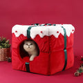 Winter Warm Cat Cave Bed for Kittens Small Dogs, 14 IN Soft Cat Sleeping Bag with Removable Washable Cushion, Non-Slip Bottom Enclosed Cozy Pet Nest, Christmas Pet Gift for Indoor Cats Puppies by iHvcat