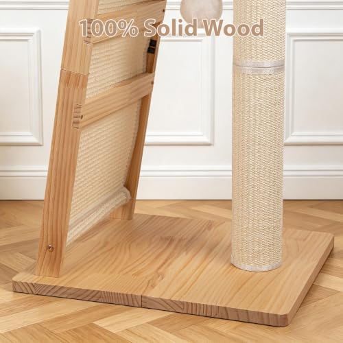 31.5" 3-in-1 Natural Pine Wood Cat Scratching Post Large - Image 5