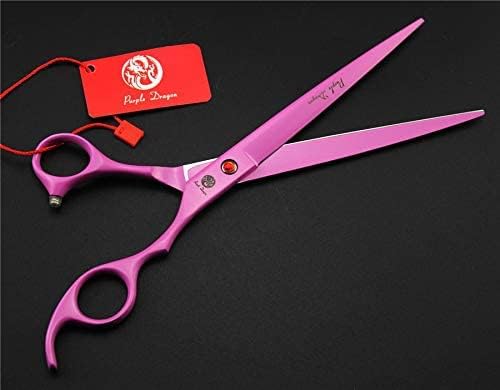 Purple Dragon 7.0 inch Dog Grooming Scissors Set with Silencer - Pink | 4PCS Pet Grooming Shears Kit with Straight, Curved, Thinning Blade, Comfortable Grip, Japanese 440C Steel, Gift for Groomers