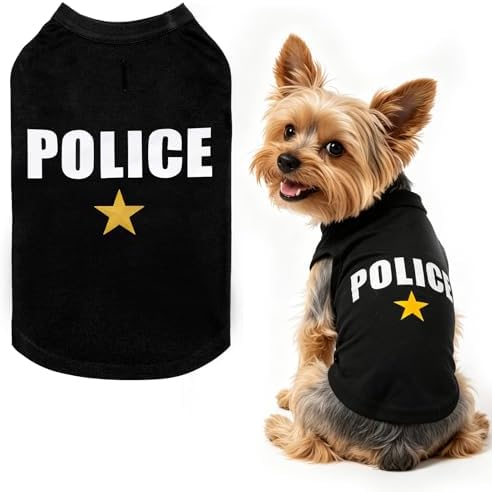 BINGPET Police Dog Shirt, Soft Cotton Puppy T-Shirt, Halloween Cop Costumes by BINGPET