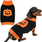 Halloween Dog Sweater Costumes for Small Medium Dogs Adorable Festival Pattern Pumpkin Sweater Turtleneck Knitted Pet Puppy Clothes Soft Warm Cold Weather Dog Halloween Costume Party Outfit by BAOBICUTE