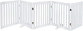 unipaws 24”H Free Standing Pet Gate for Dog Cat, 100”Wide Wooden Dog Gates | Foldable Pet Fence for Doorway, Stairs, Step, Expandable Doggy Barrier, Indoor Use, White