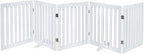 unipaws 24”H Free Standing Pet Gate for Dog Cat, 100”Wide Wooden Dog Gates | Foldable Pet Fence for Doorway, Stairs, Step, Expandable Doggy Barrier, Indoor Use, White