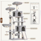 Gitelsnour Cat Tree, 71'' Tower for Large Cat with Scratching Post, GCT032W - Image 7