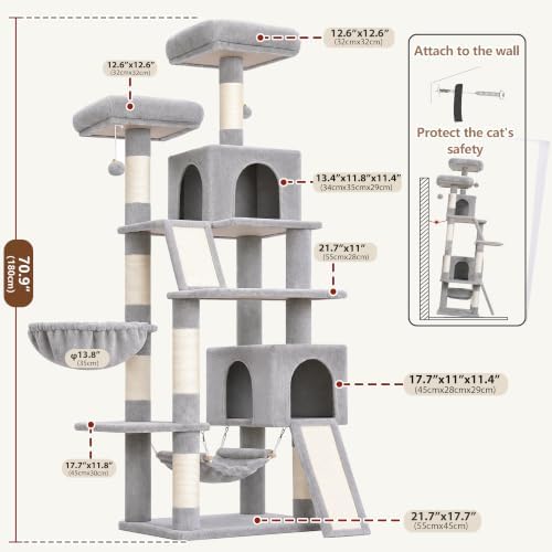 Gitelsnour Cat Tree, 71'' Tower for Large Cat with Scratching Post, GCT032W - Image 7