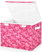 Bolaz Storage Bins with Lids and Handles,Valentines Day Pink Hearts Storage Box Storage Basket with Cover Collapsible Organizer Containers for Home Closet, Shelves by Unknown