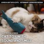 pawdaz Big Fish Cat Kicker Toy - Refillable Catnip Matatabi Silvervine Filled and Help Relief Anxiety - Kitten Catnip Essentials Treats Supplies Large Interactive Chew for Indoor Cat (Blue) - Image 3