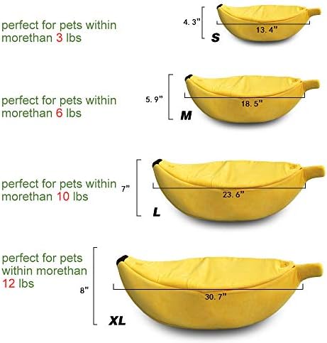 · Petgrow · Cute Banana Cat Bed House Extra Large Size, Christmas Soft Cat Cuddle Bed, Lovely Pet Supplies for Cats Kittens Rabbit Small Dogs, Yellow - Image 3