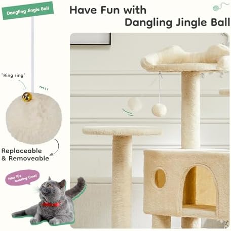 DUMOS 54 Inch Cat Tree Tower with Scratching Posts, Multi-Level - Image 4