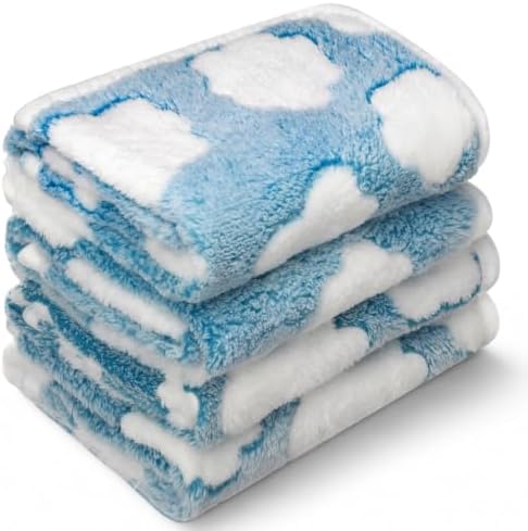 Tatuo 4 Pcs Fleece Dog Blanket for Puppy Cat, Sky Blue, 24 x 16 in, Cloud by Tatuo