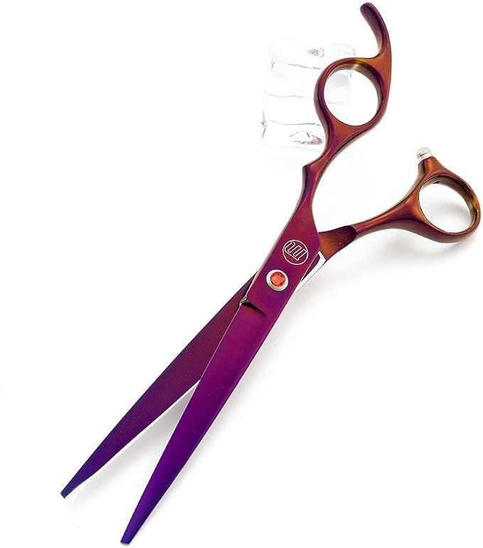 Moontay Professional 7" Dog Grooming Scissors Set 4PCS, Purple | Straight, Upward Curved, Downward Curved, Thinning/Blending Shears for Dog, Cat and Pets, JP Stainless Steel