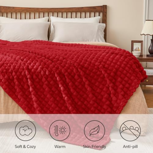 BEDELITE Red Fleece Twin Blanket for Couch Dorm Room Decor, 60x80 Inch - Image 5
