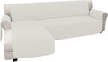 Easy-Going Reversible L-Shape Sectional Couch Cover, Large, Ivory/Ivory | Soft Sofa Slipcover For Dogs, Fits Left/Right Chaise Lounge Protector, Water Resistant Mat For Living Room