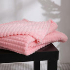 Puncuntex Fleece Throw Blanket Light Pink 50"×60" with Square Grid Design - Image 5