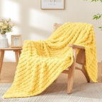BEDELITE Light Yellow Fleece Twin Blanket for Couch Dorm Room Decor, 60x80 by BEDELITE