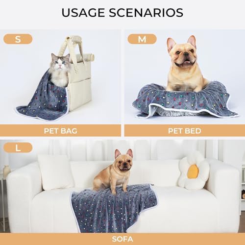 Luciphia 1 Pack 3 Blankets Super Soft Cute Dot Pattern Pet Blanket Flannel Throw for Dog Puppy Cat Medium(30x20), Grey - Image 2