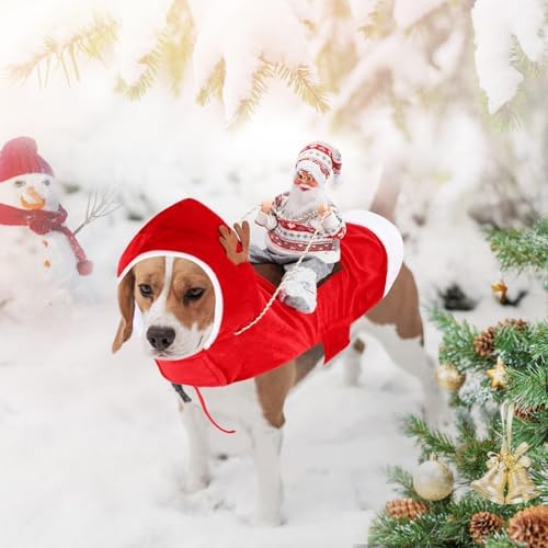 BWOGUE Santa Dog Costume, Dog Christmas Outfit, Riding Pet Costume, Size M - Image 2