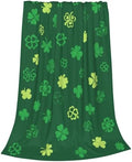 Happy Saint Patrick's Day Green Clover Throw Blanket, Shamrocks Lucky Irish Soft Cozy Blanket, Lightweight Warm Flannel Fleece Blanket for Sofa Bed Couch Chair 40" x 50" by Qilerongrong