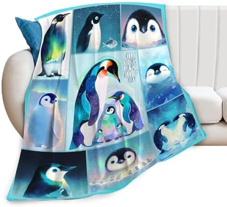 Penguin Blanket for Girls Women Boys Men Adults Kids Soft Cozy Fleece Cute Penguin Animal Throw Blankets Gifts Warm Flannel Plush Lightweight Decorative for Couch Bed Sofa 60"X50" - Image 2