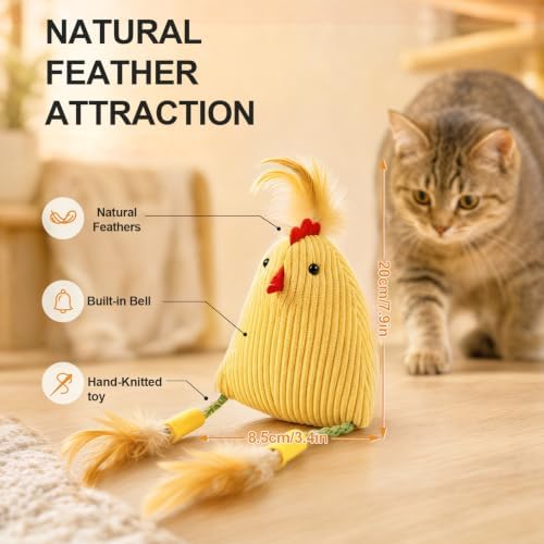 Corduroy Chick Cat Toys Catnip Feather Toys for Indoor Kittens - Image 2