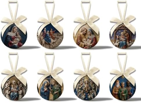 Christian Christmas Ornaments - Holy Night Religious Christmas Decorations Jesus Ball Ornaments Tree Decorations Hanging Balls 2.36 Inch for Xmas Tree Party Home Holiday，Xmas Gifts Set of 16Pcs by GPGHEFlags