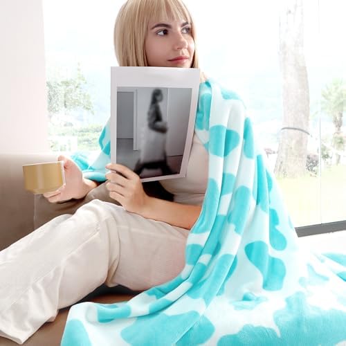 Blue Throw Blanket Twin Size Soft Fleece Blanket Lightweight Plush Fuzzy Cozy Cyan Teal Blue Twin Blanket for Couch Bed Sofa - Image 3