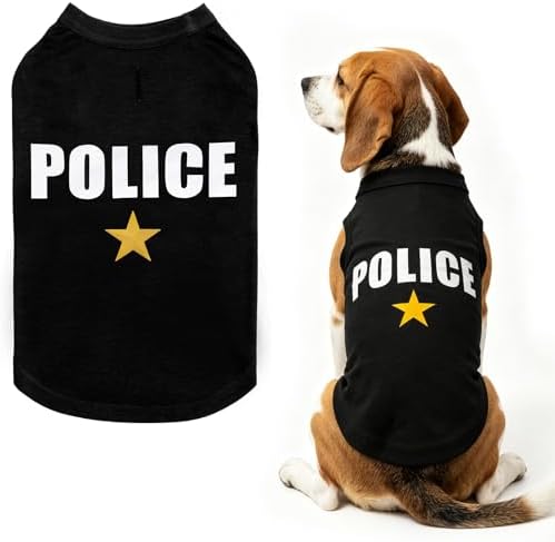 BINGPET Police Dog Shirt, Soft Cotton Puppy T-Shirt, Halloween Cop Costumes by BINGPET