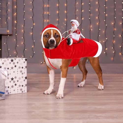 BWOGUE Santa Dog Costume, Dog Christmas Outfit, Riding Pet Costume, Size M - Image 5