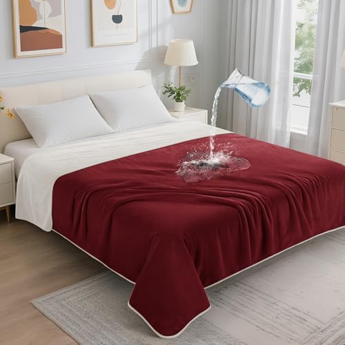 LOOBANI King Size Waterproof Blanket, Oversized Bed Cover, 85"x108", Red by LOOBANI