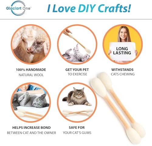 Glaciart One XXL Swabs Cat Toys with Catnip - 2 Pk | Durable for Chew, Cute Cat Toys Interactive Kitty for Boredom, Exercise, & Play | Filled w/Organic Catnip for Anxiety & as Digestive Aid - Image 2