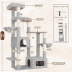 Gitelsnour 74.8'' Cat Tree Tower for Indoor Cats Large, Wide Base, GCT806W - Image 7