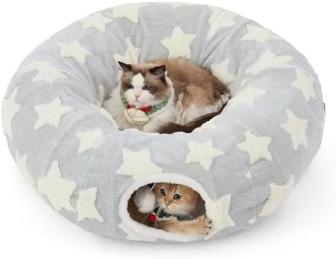 Lesure Donut Cute Jacquard Cat Tunnel Bed Kitten Toys for Puppy Bunny by Lesure
