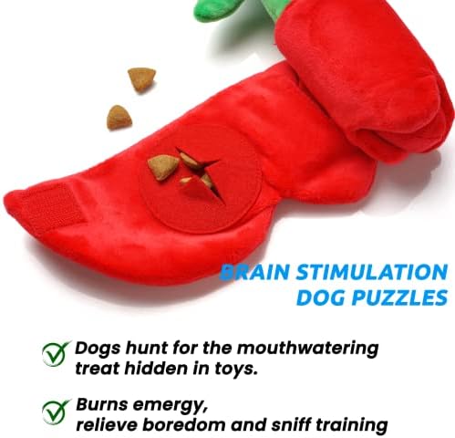 Dog Toys, Dog Puzzle Toys, Valentine Day Dog Toys, Enrichment Squeaky Crinkle Plush Treat Dispensing Mental Stimulation Dog Toy, Rose - Image 3