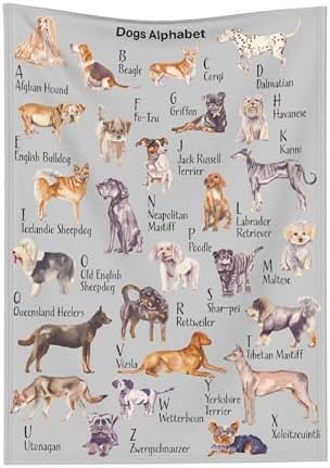 Dog Type Blanket, Dog Alphabet Truck Blankets, Gift for Girls Dog Type Lover, 40"x50" Soft Lightweight Plush Throw Blanket for Couch Bed Sofa Decoration by JUNYI