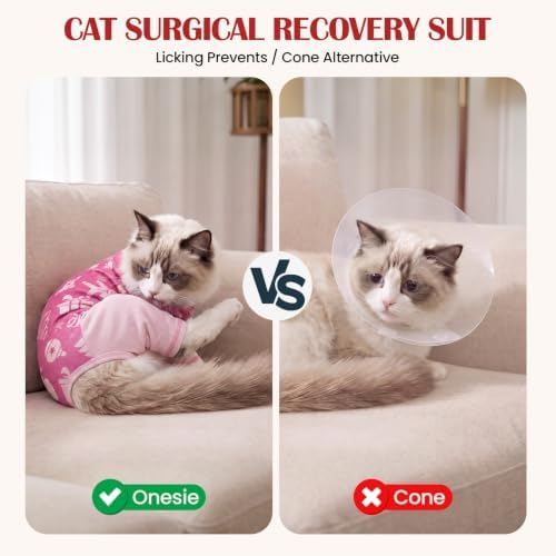 DENTRUN Cat Christmas Onesie, Soft Fleece Recovery Suit Pajamas for Cats - Image 4