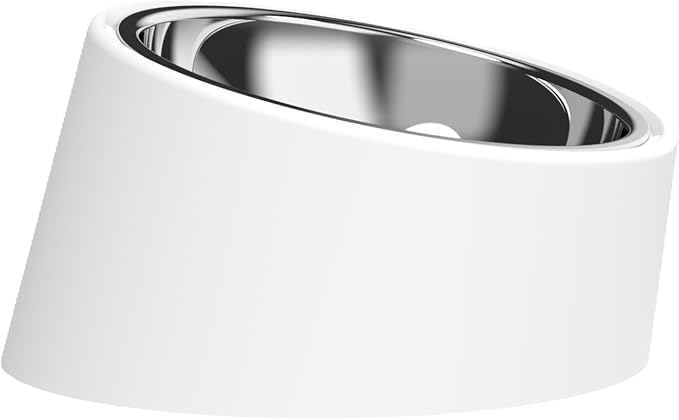 15° Tilted Dog Bowl for Small Dogs Flat-Faced Breeds - Anti-Choke Ergonomic Elevated Feeder Non-Slip Base - 2-in-1 Detachable Stainless Steel Food & Water Bowls - Pure White Clean & Simple (L, White)