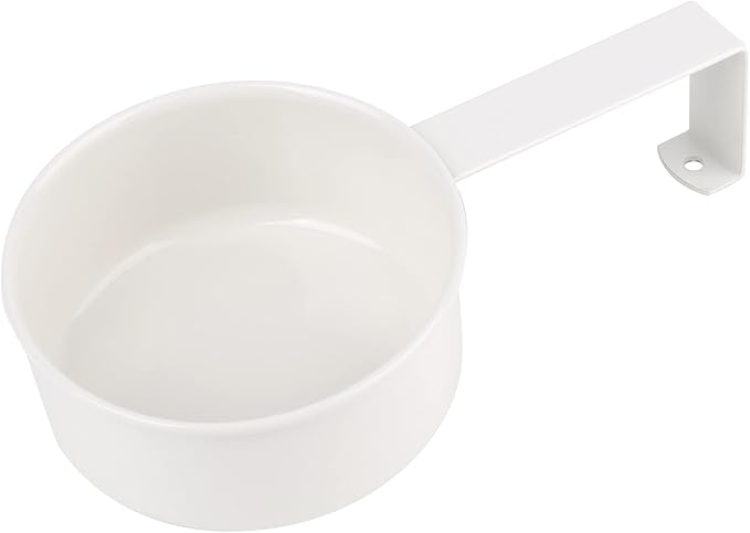 Pet Food Storage Tin with Lid, Metal Bird Seed and Feed Container with Serving Scoop, Treats Storage Canister Bin Can for Dogs, Cats Food, Coated Carbon Steel, Tight Fitting Lid, White, 5-6 Lbs