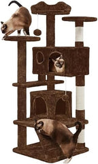 Yaheetech 54in Cat Tree Tower, 2 Caves, Kitten-Ear Perch & Scratching Posts by Yaheetech
