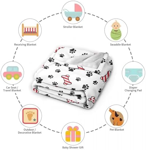Dog Paw Blanket, Dog Paw Christmas Santa Claus Xmas Truck Blankets, Gift for Girls Dog Paw Lover, 40"x50" Soft Lightweight Plush Throw Blanket for Couch Bed Sofa Decoration - Image 7
