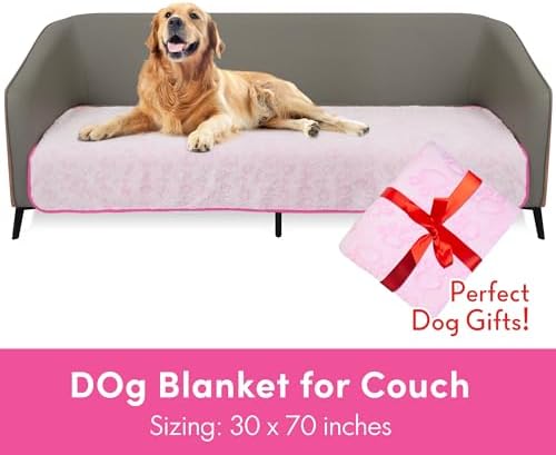 Stuffed Premium Soft Dog Couch Blanket, with Flannel Cute Paw Print, 30 * 70 inches, Cat Blanket Puppy Supplies Dog Products Stuff Essentials, Pink - Image 4