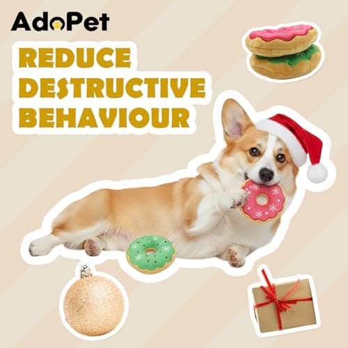 Christmas Squeaky Dog Toy Collection – Holiday Plush Chew Toys for Small & Medium Dogs (Christmas Donut Pack (2 PCS) - Image 6