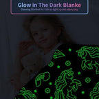 Unicorn Glow in The Dark Blankets for Girls, Kids Blankets for Baby/Toddler, Unicorns Gifts for Girls Age 1-12, Soft Fleece Blanket 40"x 50" - Image 2
