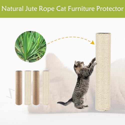 2 Pcs Cat Scratching Post Replacement for Indoor 15.7 x 3.1 Inches Cats Tree Replacement Parts Natural Sisal Cat Scratch Posts Refill Pole Part with M8 Screws Spare Cat Furniture Accessories - Image 4