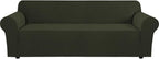 H.VERSAILTEX Stretch Sofa Covers for 3 Cushion Couch Covers Sofa Slipcovers for Living Room Feature Thick Checked Jacquard Fabric with Elastic Bottom(X-Large Sofa 101"-110" Wide, Olive)
